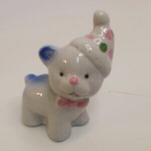 Ceramic Teddy Bear Party Hat Vintage Cute 3" Tall Home Decor